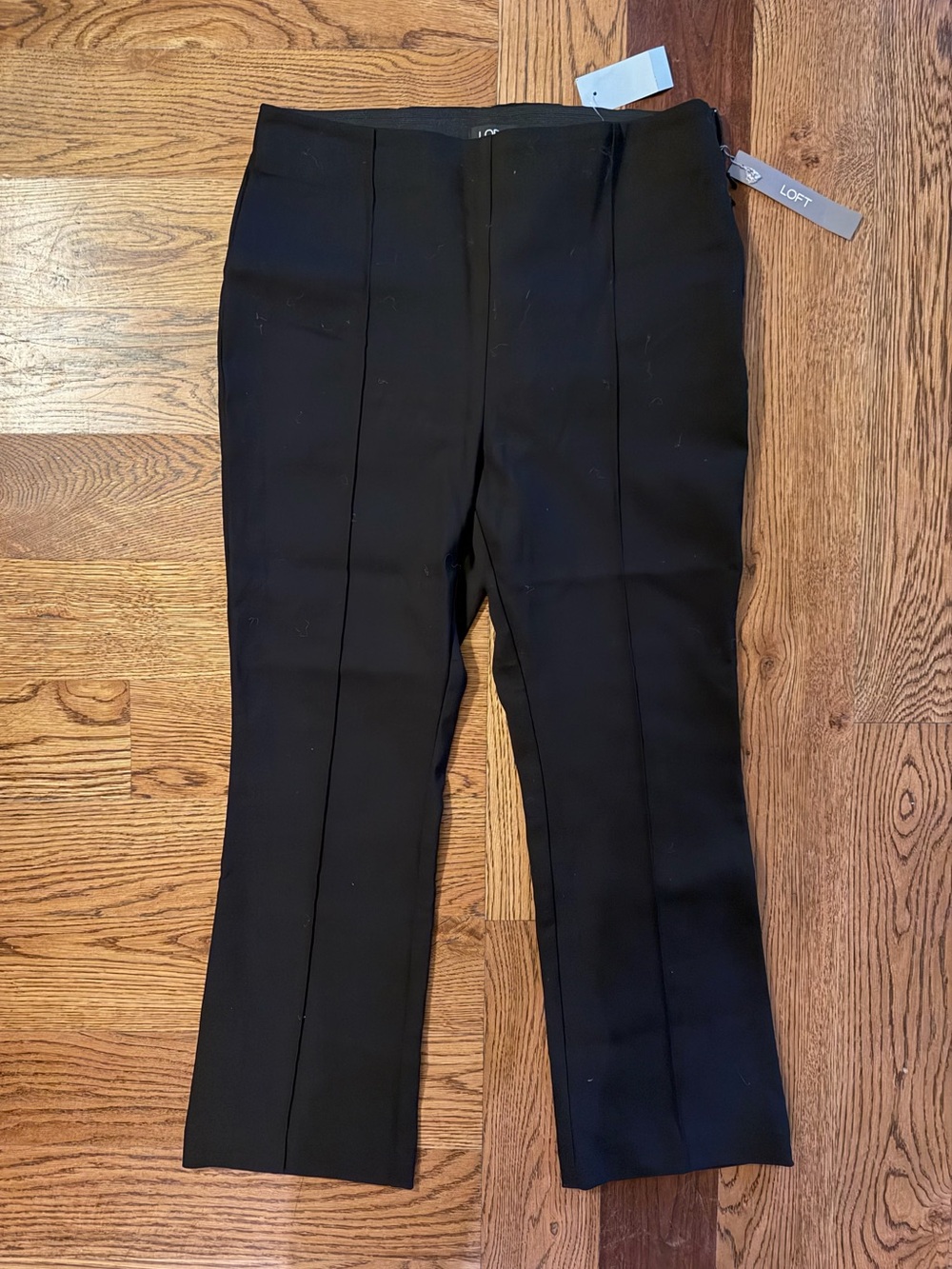 LOFT Black Ankle-Length Cropped Kick Side-Zip Pants